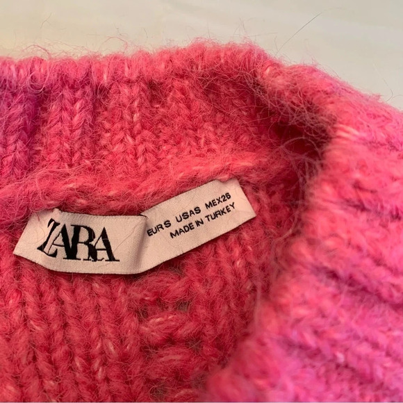 🌸 Zara Pink  Knit Sweater with Lace Accents - Women’s Size SM 🌸 - Picture 6 of 8